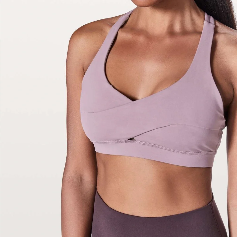 Lululemon Energy Bra Wrap Dusty Mauve Sz 6 Medium Support B-D Cup